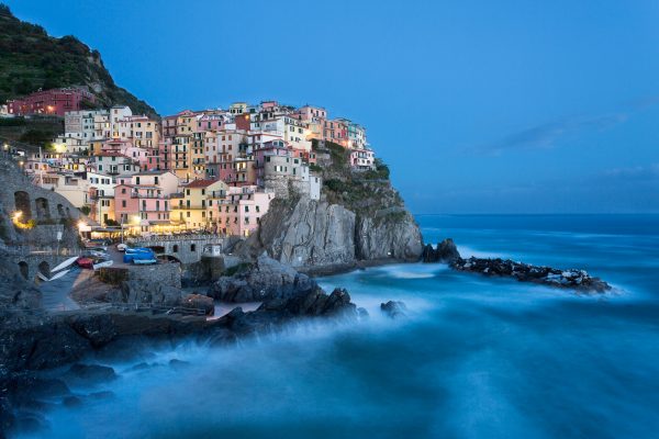 Cinque Terre, Italie, Ligurie, Manarola, heure bleue