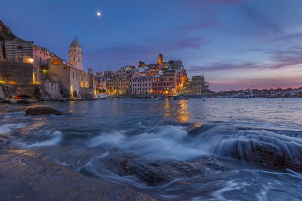 Cinque Terre, Italie, Ligurie, Vernazza, pleine lune,