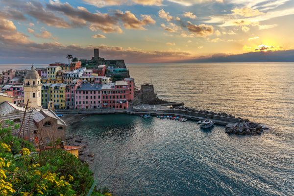 Cinque Terre, Italie, Ligurie, Vernazza, coucher du soleil