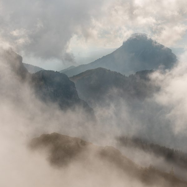 Alpes, Isère, Chartreuse, brumes sur Chamechaude