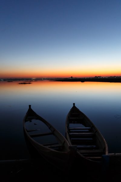 Myanmar, Birmanie, U Bein, Lac Taung Tha Man, barques