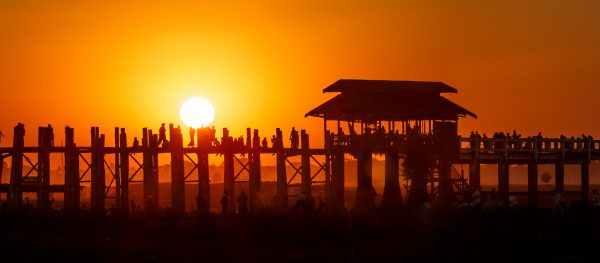 Myanmar, Birmanie, U Bein, coucher du soleil