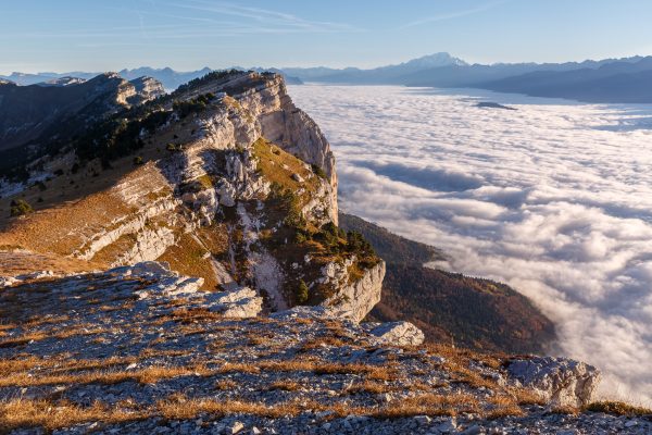 Chartreuse, Alpes, lever de soleil sur la Dent de Crolles