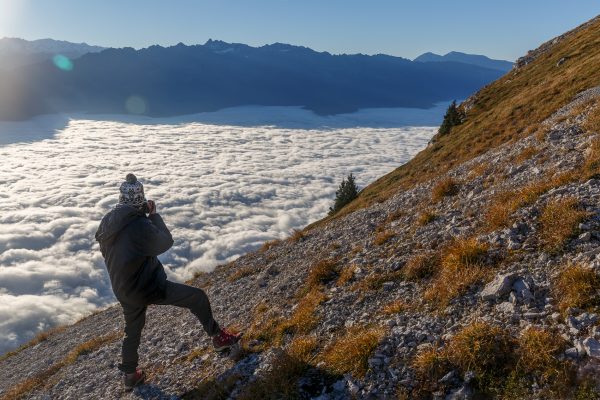 Chartreuse, Alpes, lever de soleil sur la Dent de Crolles