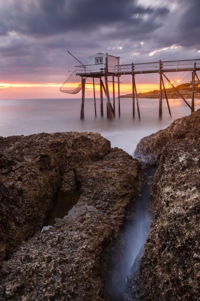 coucher de soleil au puits de l'Auture, Charente Maritime