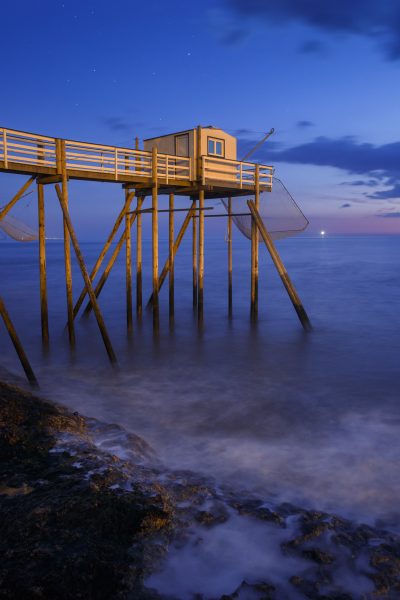 carrelets de nuit au puits de l'Auture, Charente Maritime