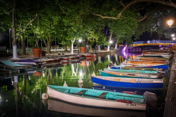 Annecy photo de nuit pont des amours, stage photo heure bleue