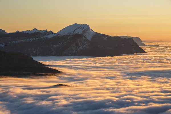 paysage de chartreuse en hiver avec mer de nuage pendant un stage photo