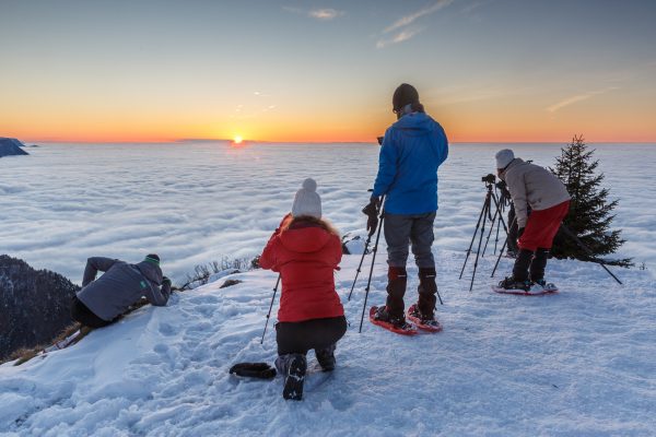 Coucher de soleil au sommet pendant un Stage photo en Chartreuse, Isère, Savoie