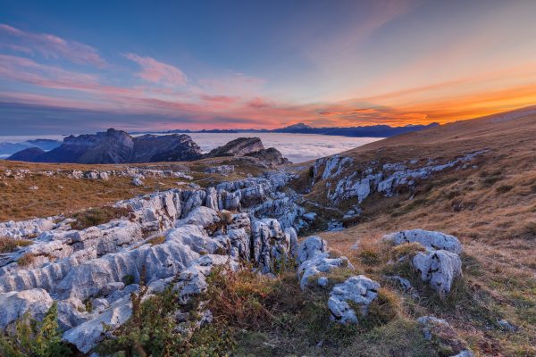 lever de soleil sur les hauts-plateaux de Chartreuse, stage rando-photo en Chartreuse