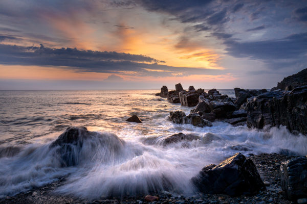 Paysage de mer au coucher du soleil, stage photo Bretagne