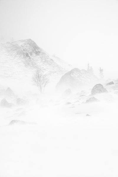 dans la bourrasque de neige en Chartreuse