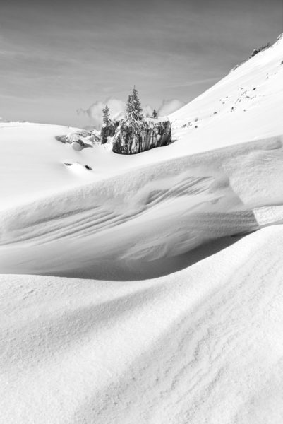 chaos de blocs sous la neige, col de l'Alpette, Chartreuse